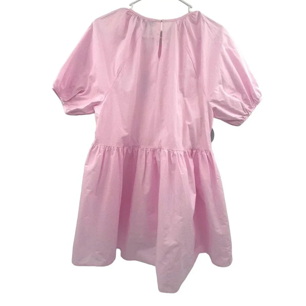 Hill House The Francesca Top Peplum Puff Sleeve Ballerina Pink Size Small NWT